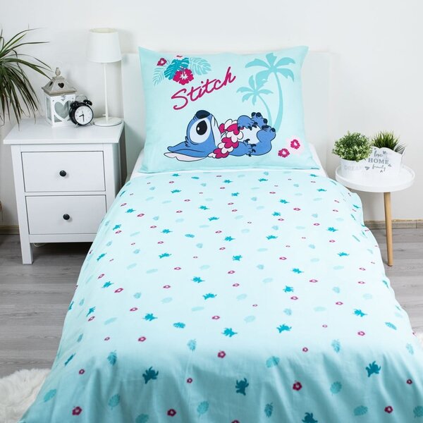 Kék egyszemélyes pamut gyerek ágyneműhuzat 140x200 cm Lilo a Stitch "Hawaii" – Jerry Fabrics