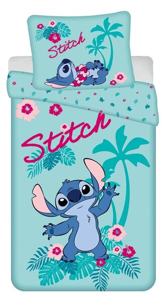 Kék egyszemélyes pamut gyerek ágyneműhuzat 140x200 cm Lilo a Stitch "Hawaii" – Jerry Fabrics