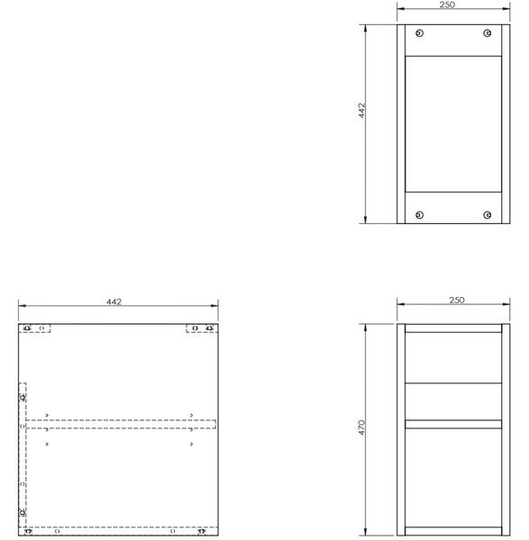 Mexen Box-A, nyitott szekrény polccal 25 cm, matt szürke, 91AX2-0250-470-0-62