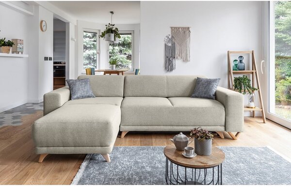 Bézs kinyitható-tárolóhelyes sarokkanapé Classy Sophie – Miuform