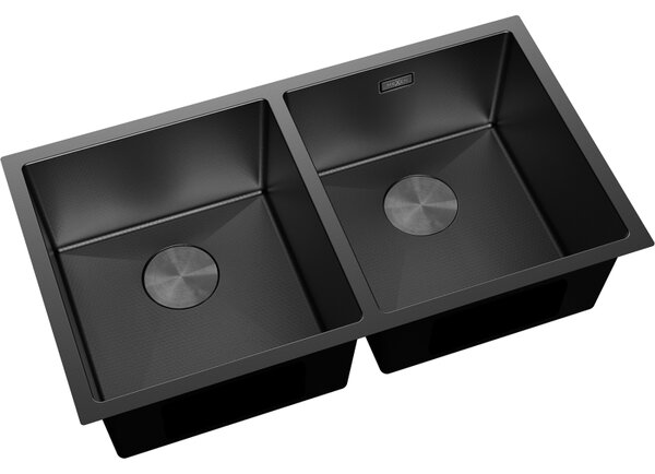 Mexen Binox, 2 rekeszes rozsdamentes mosogató 800 x 450 mm, fekete, méhsejtmintás, 6421802000-70HC