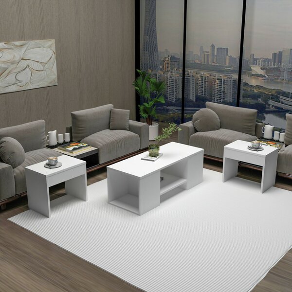Hanah Home Dohányzóasztal szett Fehér Sartos - Fehér