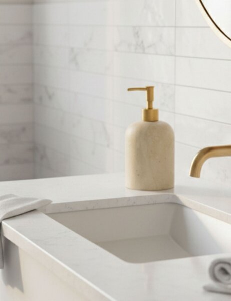 Aberto Design Soap Dispenser Beige Matte Gold Etern - Beige, Matte Gold