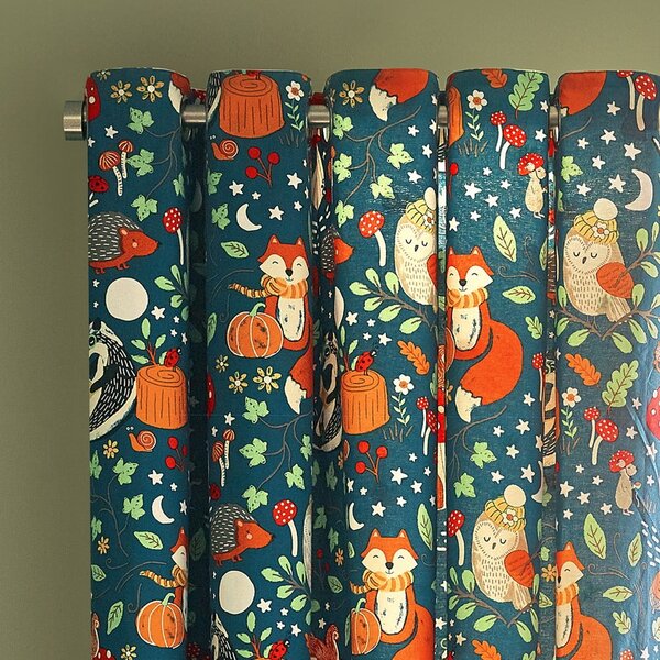 Zöld-barna gyerek függöny 2 db-os 168x183 cm Fox and Woodland Friends – Catherine Lansfield