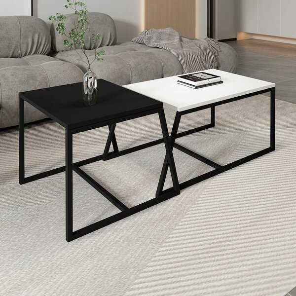 Hanah Home Dohányzóasztal szett White Black Minimal - Fehér, Fekete