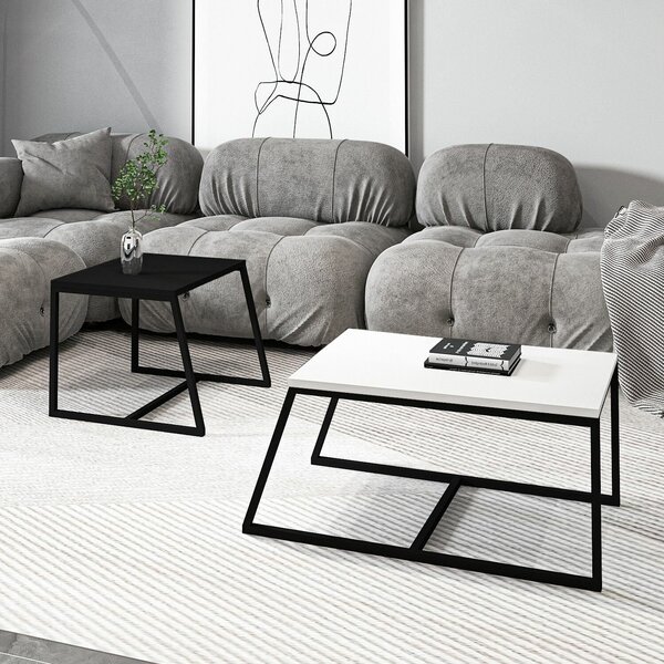 Hanah Home Dohányzóasztal szett White Black Minimal - Fehér, Fekete