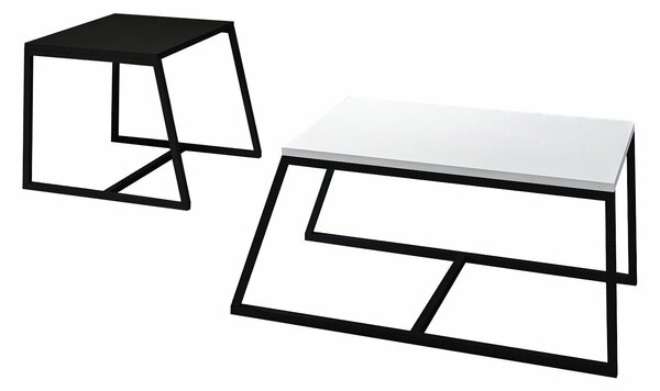 Hanah Home Dohányzóasztal szett White Black Minimal - Fehér, Fekete