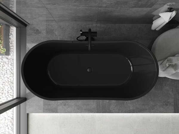 Mexen Montana, szabadon álló kád 170 x 80 cm, fekete, fekete túlfolyó, 52011708070-70