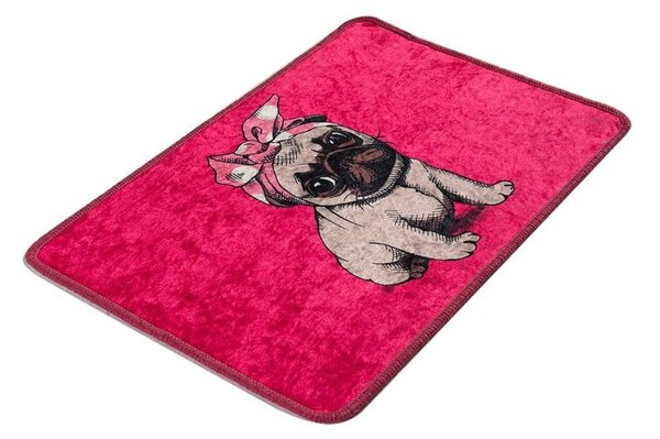 Rózsaszín fürdőszobai kilépő 40x60 cm Pink Pug – Foutastic