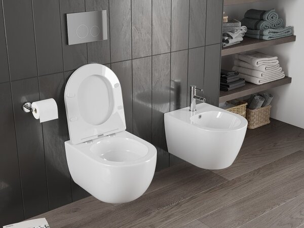 Mexen Carmen, fali WC csésze 490x365x340 mm, Perem nélküli Tornado, fényes fehér, 3388XX00T