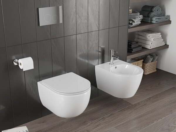 Mexen Carmen, fali WC csésze 490x365x340 mm, Perem nélküli Tornado, fényes fehér, 3388XX00T