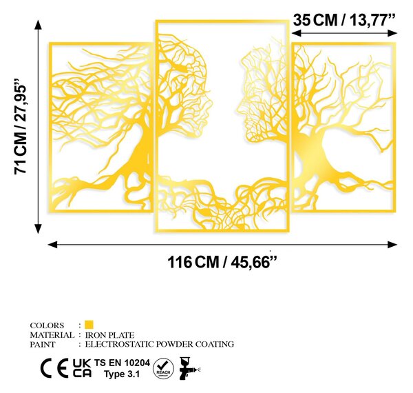 Wallity Dekoratív Fém Fali Kiegészítő Arany Golden Triple Root Human 1