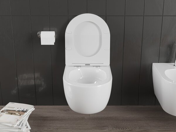 Mexen Carmen, fali WC csésze 490x365x340 mm, Perem nélküli Tornado, fényes fehér, 3388XX00T
