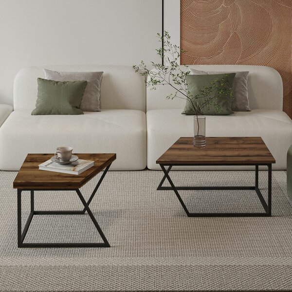 Hanah Home Verona Dohányzóasztal Szett Rusztikus Dió P0024623 - Rusztikus Dió