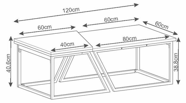 Hanah Home Verona Dohányzóasztal Szett Rusztikus Dió P0024623 - Rusztikus Dió