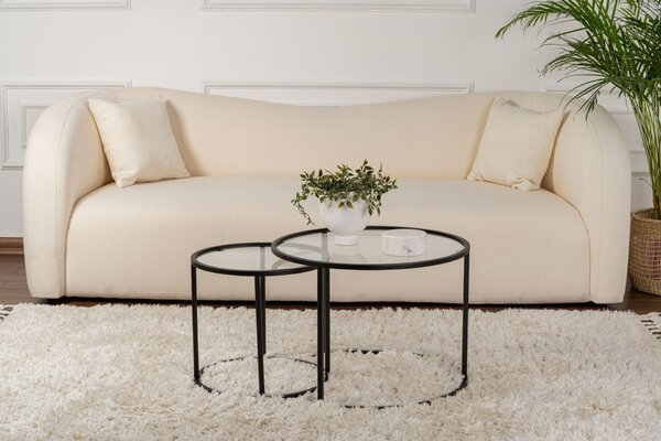 Hanah Home Dohányzóasztal szett Fekete Fekete-Átlátszó-60-42