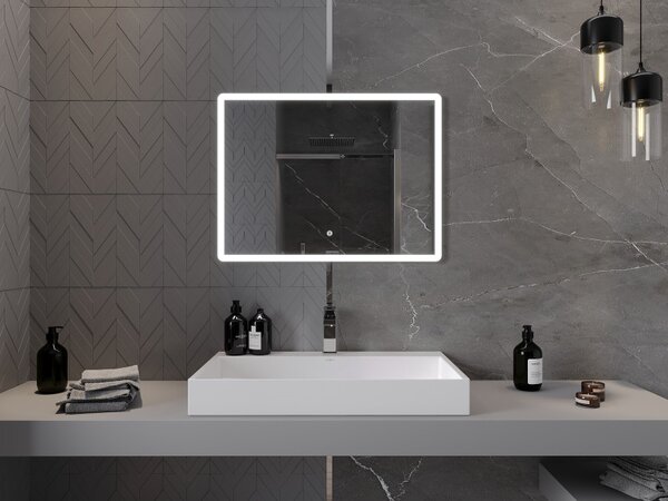 Mexen Navia, LED fürdoszobai tükör háttérvilágítással 80 x 60 cm, 6000K, páramentes, 9803-080-060-611-00