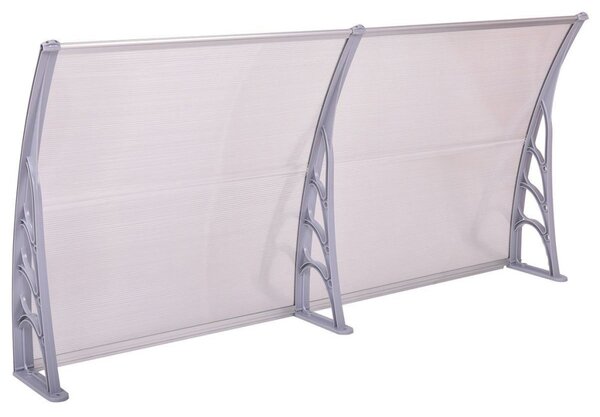 Moxu Műanyag Előtető, 200x90 cm, Fehér Színű Fali Tartóelemekkel, Áttetsző Polikarbonát Lapokkal