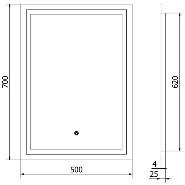 Mexen Miko, LED fürdoszobai tükör háttérvilágítással 50 x 70 cm, 6000K, páramentes, 9819-050-070-611-00