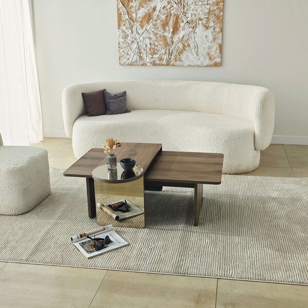Hanah Home Coffee Table Set Bronze Walnut Luna 2 - Bronze, Walnut