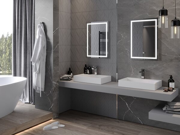 Mexen Miko, LED fürdoszobai tükör háttérvilágítással 50 x 70 cm, 6000K, páramentes, 9819-050-070-611-00