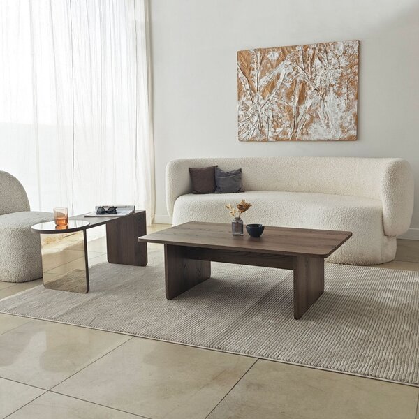 Hanah Home Coffee Table Set Bronze Walnut Luna 2 - Bronze, Walnut