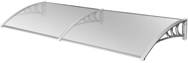 Moxu Műanyag Előtető, 240x90 cm, Szürke Színű Fali Tartóelemekkel, Áttetsző Polikarbonát Lapokkal