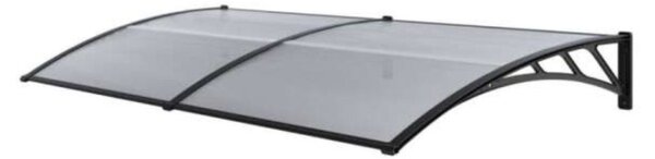 Moxu Műanyag Előtető, 200x90 cm, Fekete Színű Fali Tartóelemekkel,Áttetsző Polikarbonát Lapokkal