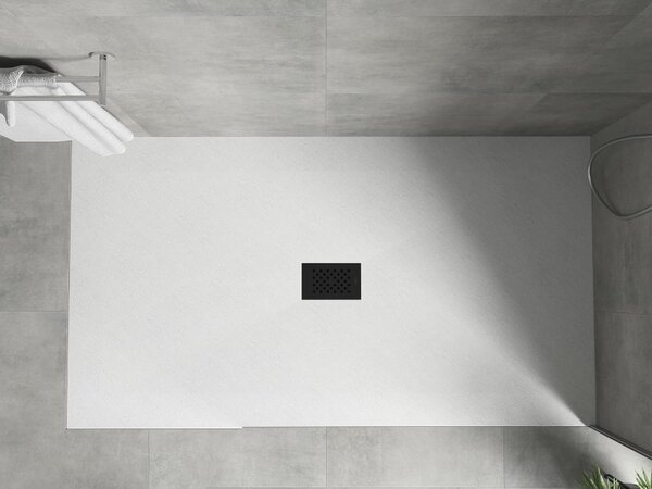 Mexen Hugo, téglalap alakú zuhanytálca SMC 150 x 100 cm, fehér, fekete huzat, 42101015-B