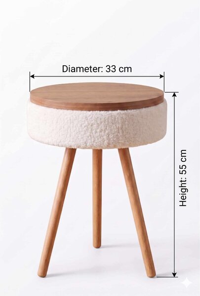 Hanah Home Fehér Kisasztal Pekapuf01 - Fehér