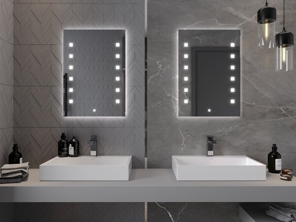 Mexen Ner, LED fürdoszobai tükör háttérvilágítással 50x70 cm, 6000K, páramentes, 9809-050-070-611-00
