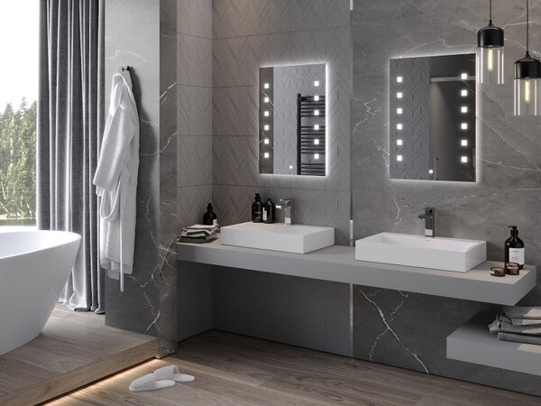 Mexen Ner, LED fürdoszobai tükör háttérvilágítással 50x70 cm, 6000K, páramentes, 9809-050-070-611-00
