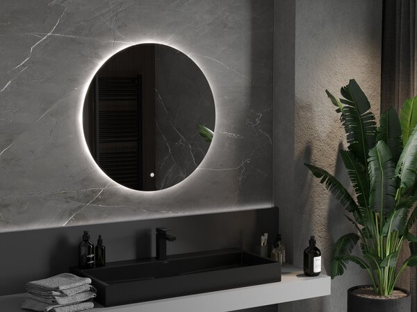 Mexen Erg, Kerek LED-es háttérvilágítású fürdőszobai tükör 80cm, 6000K, Páramentes fűtőbetét, 9823-080-080-611-00
