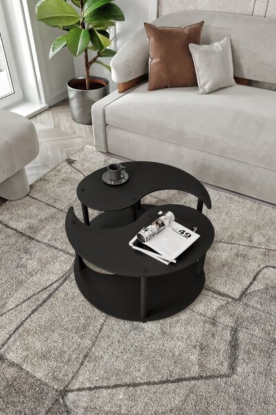 Hanah Home dohányzóasztal szett fekete Jin-jang 2 - fekete