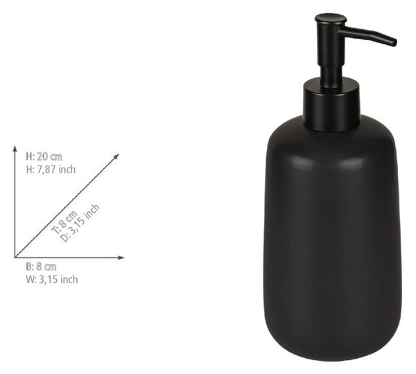 Fekete kerámia szappanadagoló 500 ml Olinda – Allstar