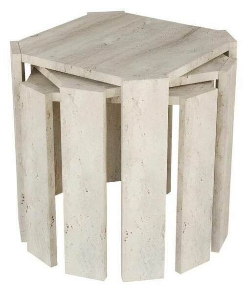 Hanah Home Nesting Table (3 Pieces) Travertine Azra - Travertine