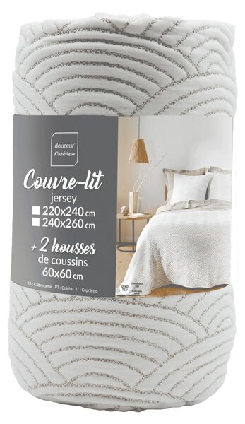 Fehér-bézs jersey ágytakaró és párnahuzat szett 220x240 cm Cassandra – douceur d'intérieur