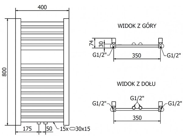 Mexen Hades, fűtőelem 800x400 mm, 249 W, arany fényes, W104-0800-400-00-50