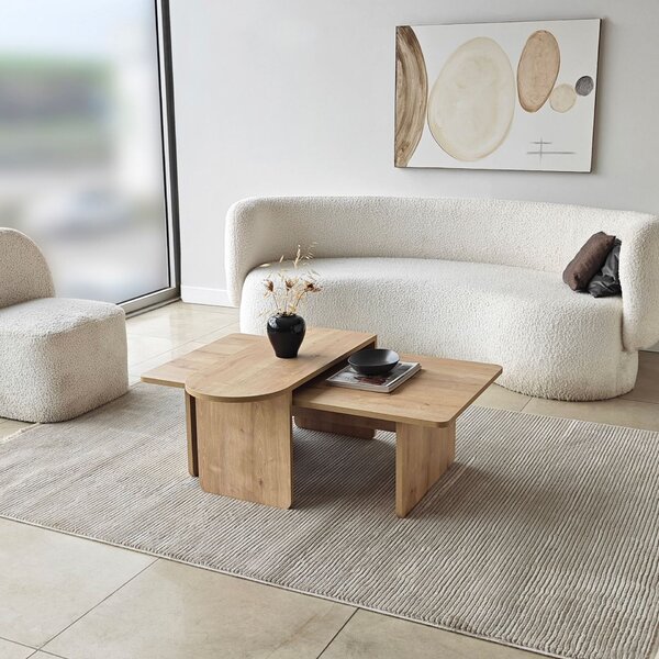 Hanah Home Coffee Table Set Bronze Sapphire Oak Paris - Bronze, Sapphire Oak