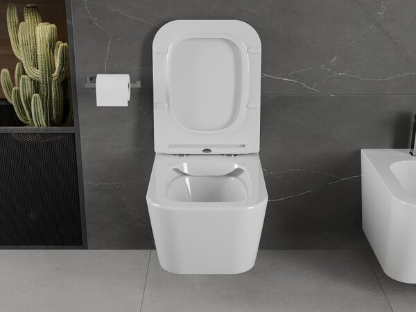 Mexen Madox, Perem nélküli fali WC csésze 515x365x350 mm, lassan eső SLIM ülőke duroplasztból, fehér, 30154000