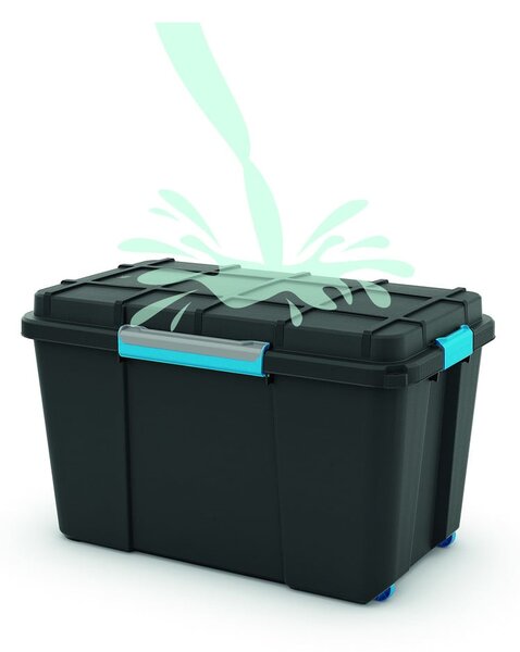 Fekete fedeles műanyag tárolódoboz 73,5x44,5x46 cm Scuba Box – KIS