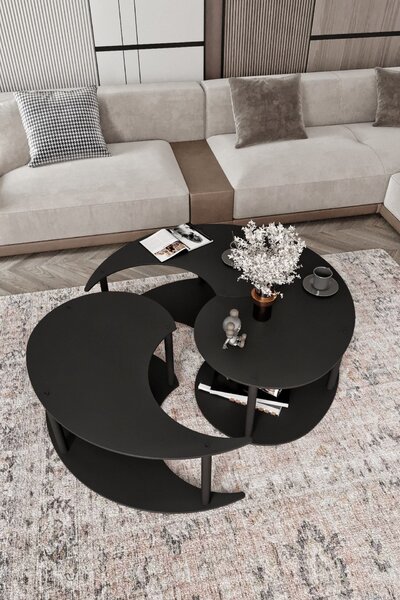 Hanah Home Dohányzóasztal szett Fekete Yin Yang 3 70 - Fekete