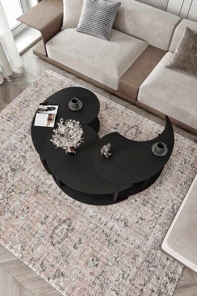 Hanah Home Dohányzóasztal szett Fekete Yin Yang 3 70 - Fekete