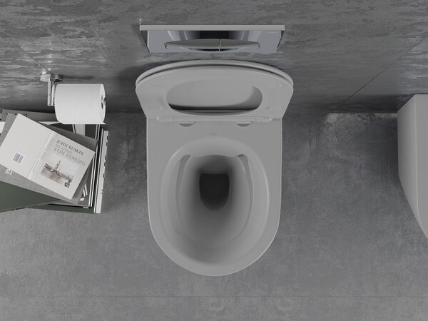 Mexen Lena Rimless WC csésze WC lappal vékony, hőre keményedő, matt világosszürke, 30224061