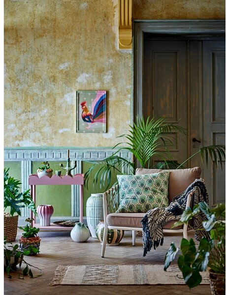 Zöld-bézs újrahasznosított pamut takaró 130x160 cm Ugento – Bloomingville