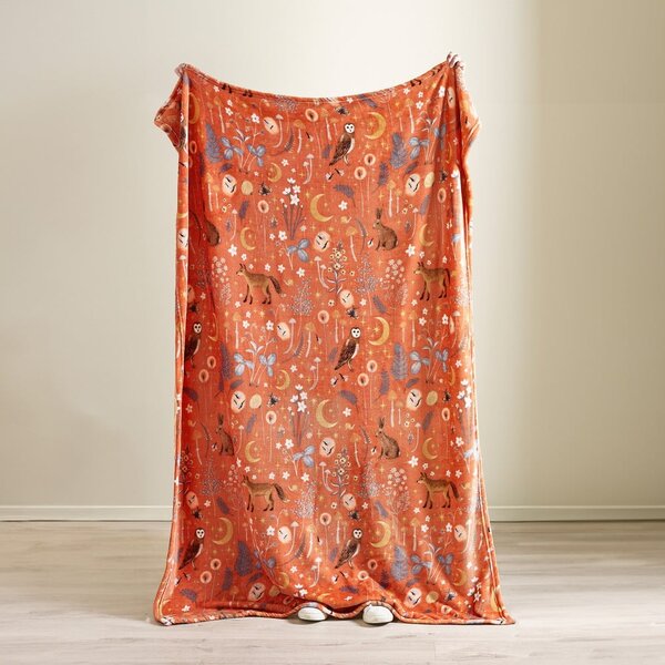 Narancssárga mikroplüss takaró 130x170 cm Enchanted Twilight Animals – Catherine Lansfield