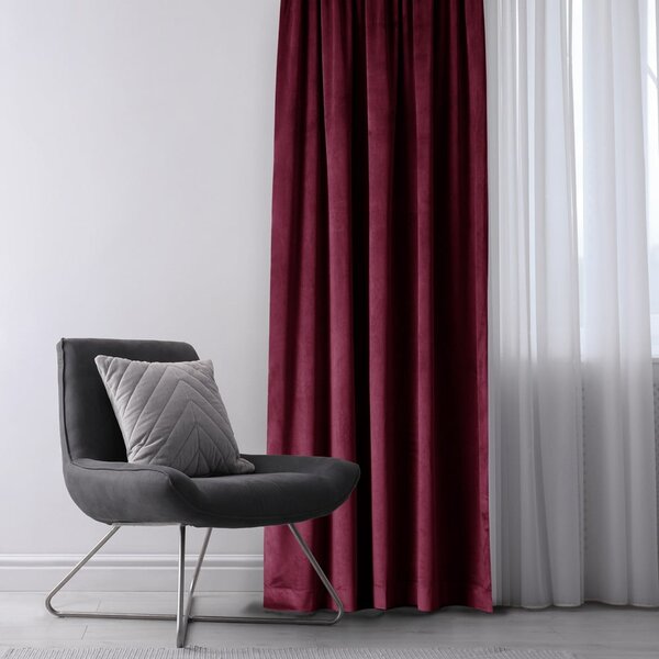 Borvörös bársony dimout (részleges sötétítő) függöny 140x245 cm Eyelets – Restilo
