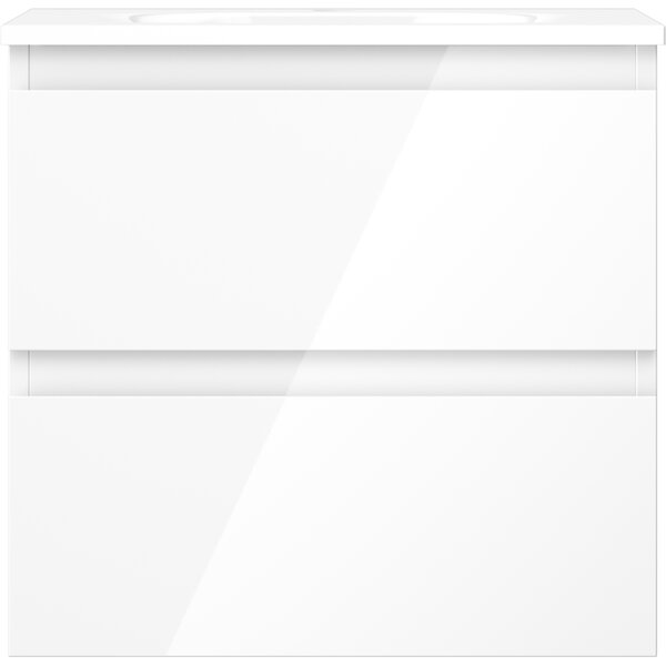 Mexen Orio, fürdőszobaszekrény 50 cm Vela mosdóval, 2 fiókkal, fényes fehér, 91A10-05047-2-BFF00-W23M00