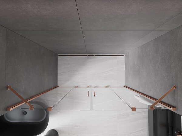 Mexen Velar Duo, nyitható tolóajtó 170x200 cm, 8mm átlátszó üveg, rózsa arany, 871-170-000-02-60