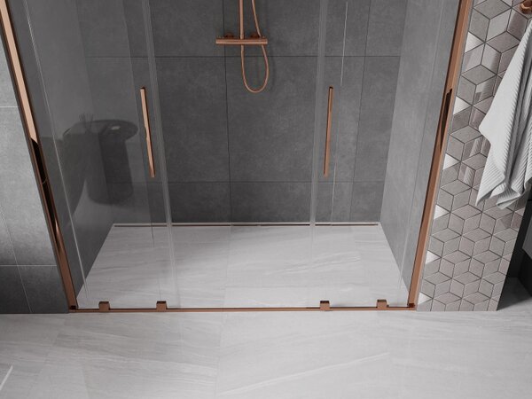 Mexen Velar Duo, nyitható tolóajtó 170x200 cm, 8mm átlátszó üveg, rózsa arany, 871-170-000-02-60